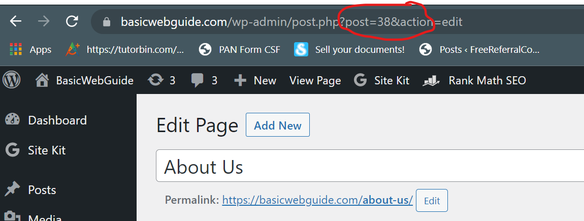 how to find page id in wordpress