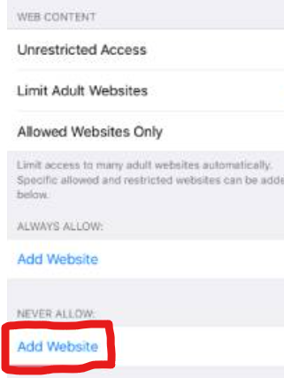 Block a website on iphone and ipad