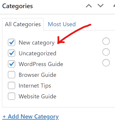 add a new category in wordpress
