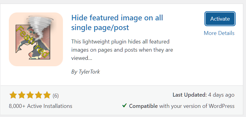 how to hide featured image in wordpress psot