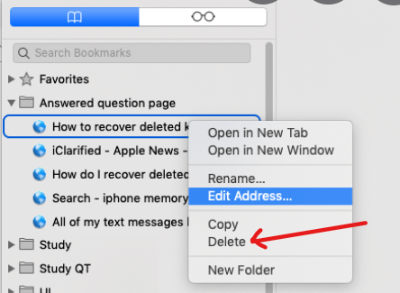 How to delete bookmarks on Mac on Safari