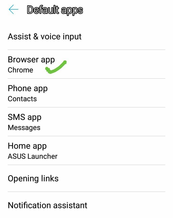 how to set a default browser in android