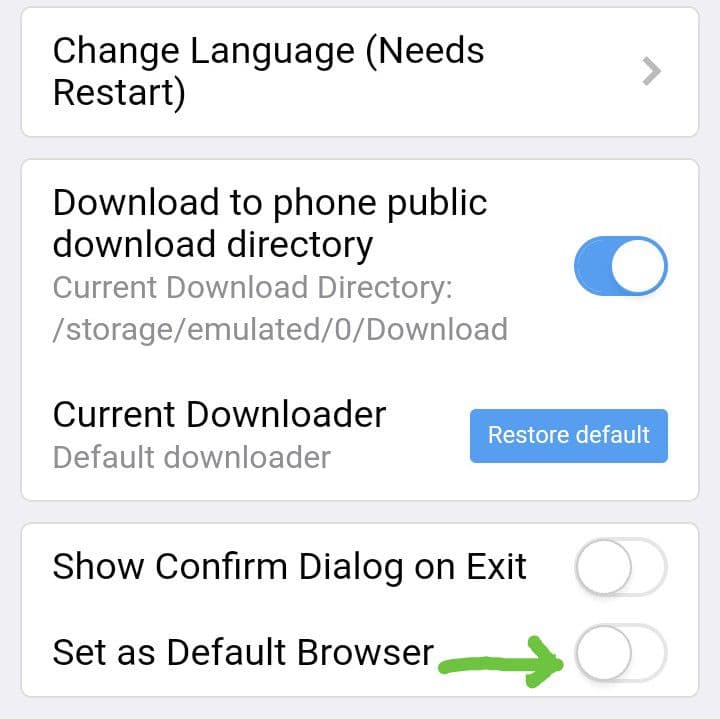 how to change default browser on android
