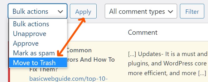 How to delete all WordPress comments