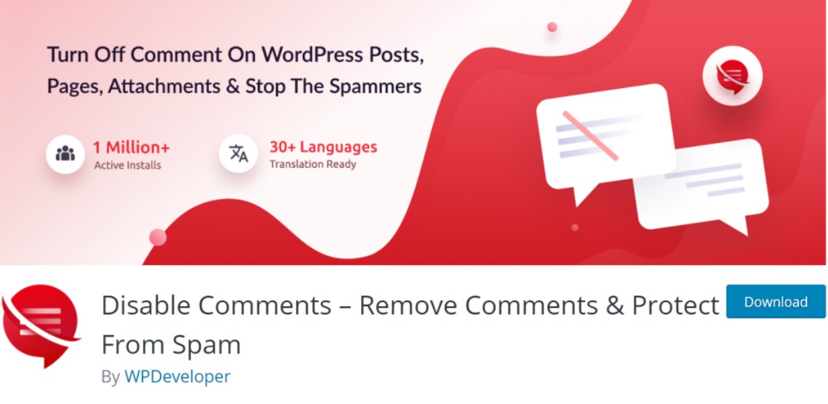 Disable WordPress comments using plugin
