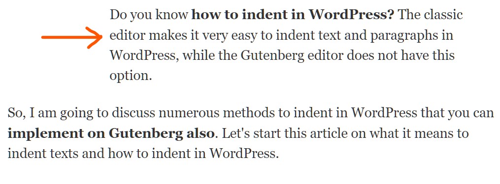 How to indent paragraphs in WordPress