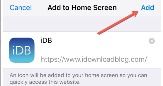 how to add a webpage to home screen